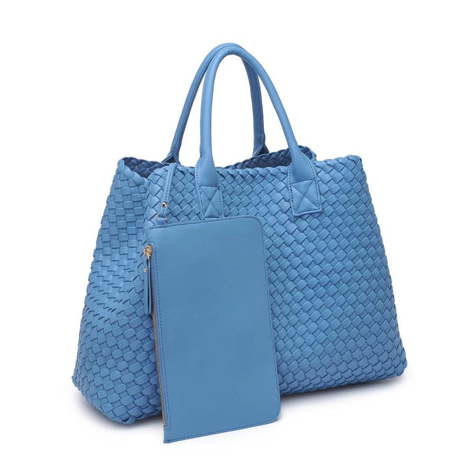 WOVEN VEGAN LEATHER LARGE TOTE