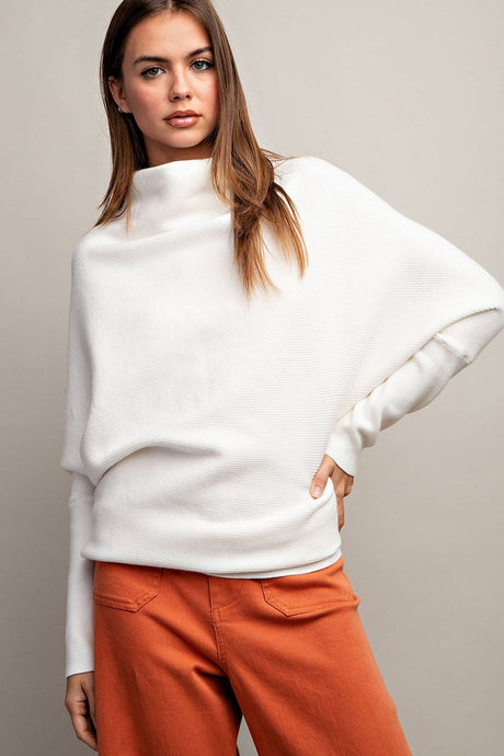 LOOSE RIBBED SWEATER - WHITE