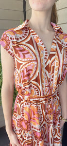 FALL PRINTED SATIN MAXI DRESS