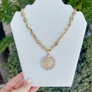 PEARL COIN PENDANT CHAIN NECKLACE