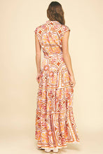 FALL PRINTED SATIN MAXI DRESS