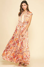 FALL PRINTED SATIN MAXI DRESS