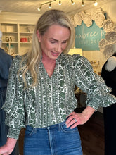 OLIVE FALL PRINTED BLOUSE