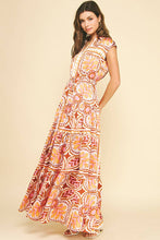 FALL PRINTED SATIN MAXI DRESS