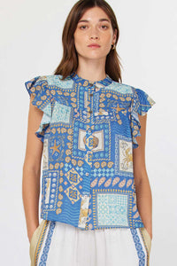 COASTAL TILE PRINT BLOUSE