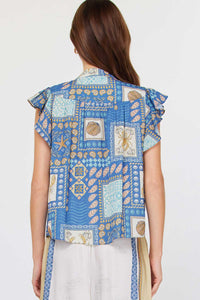 COASTAL TILE PRINT BLOUSE