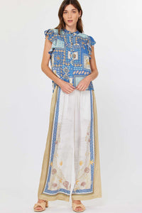 COASTAL TILE PRINT BLOUSE