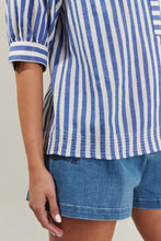 CATANA STRIPE SPLIT NECK BLOUSE