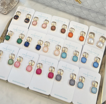 GEMSTONE SQUARE DROP EARRINGS (SMALL)