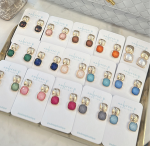 GEMSTONE SQUARE DROP EARRINGS (SMALL)