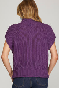 COTTON KNIT MOCK NECK BLOUSE