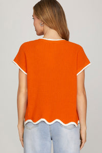 GAME DAY SCALLOP HEM KNIT