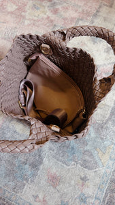 VEGAN LEATHER WOVEN BAG