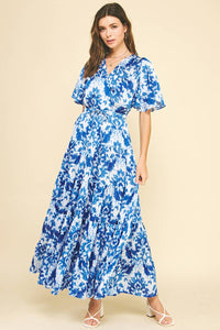 BLUES FLORAL PRINT MAXI DRESS