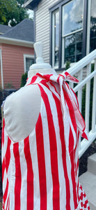 RED & WHITE STRIPE HALTER MINI