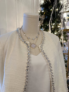 TWEED RHINESTONE TRIMMED JACKET