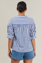 CATANA STRIPE SPLIT NECK BLOUSE