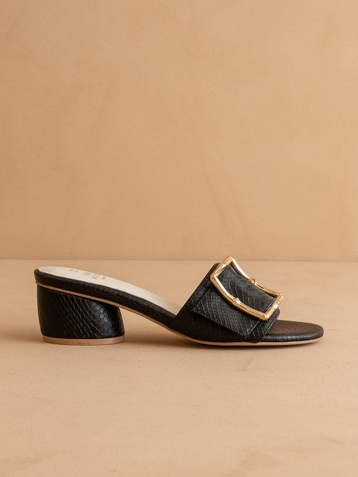 TUCSON BAMBOO BUCKLE SANDAL (BLACK)