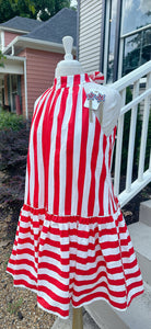 RED & WHITE STRIPE HALTER MINI
