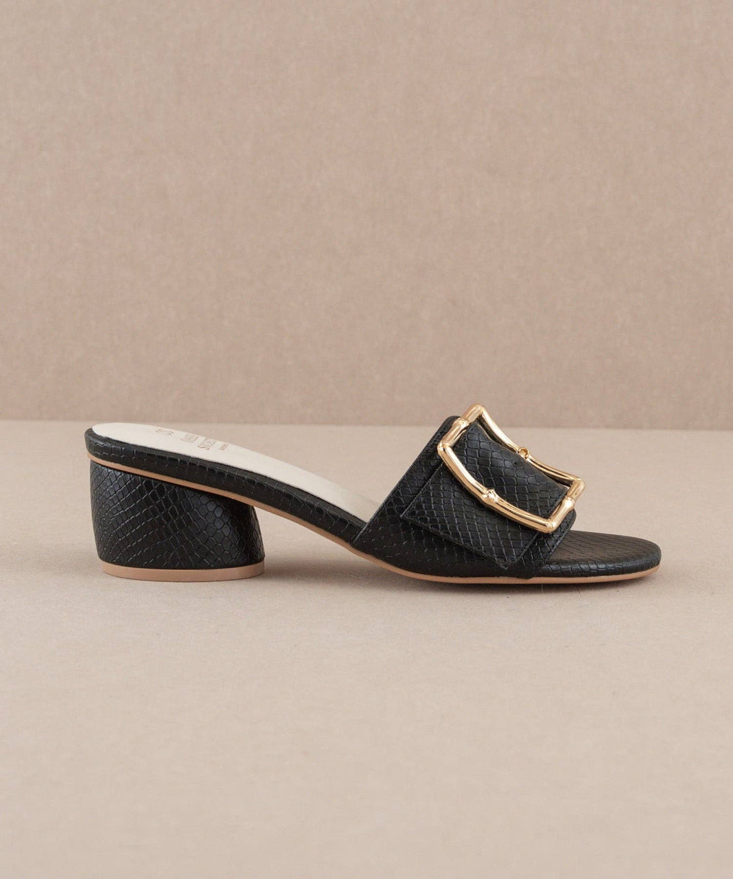 TUCSON BAMBOO BUCKLE SANDAL (BLACK)
