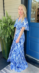 BLUES FLORAL PRINT MAXI DRESS