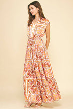 FALL PRINTED SATIN MAXI DRESS