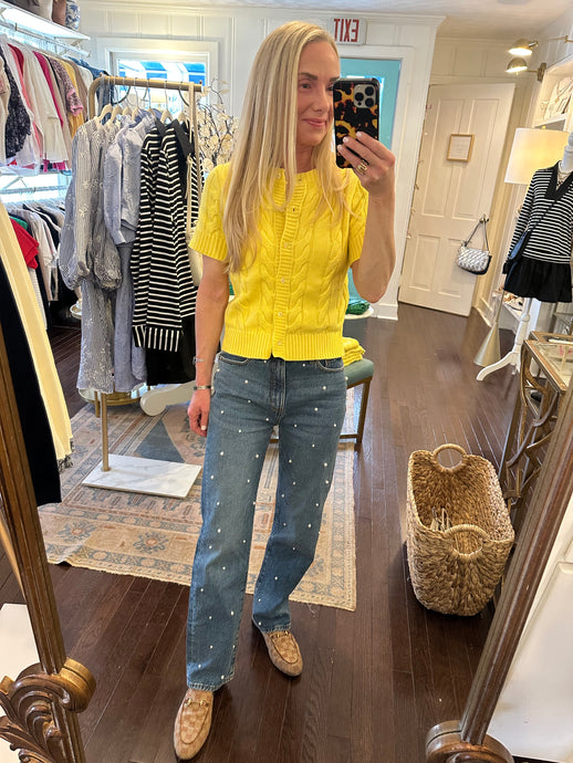 YELLOW CABLE CARDIGAN
