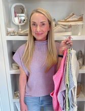 COTTON KNIT MOCK NECK BLOUSE