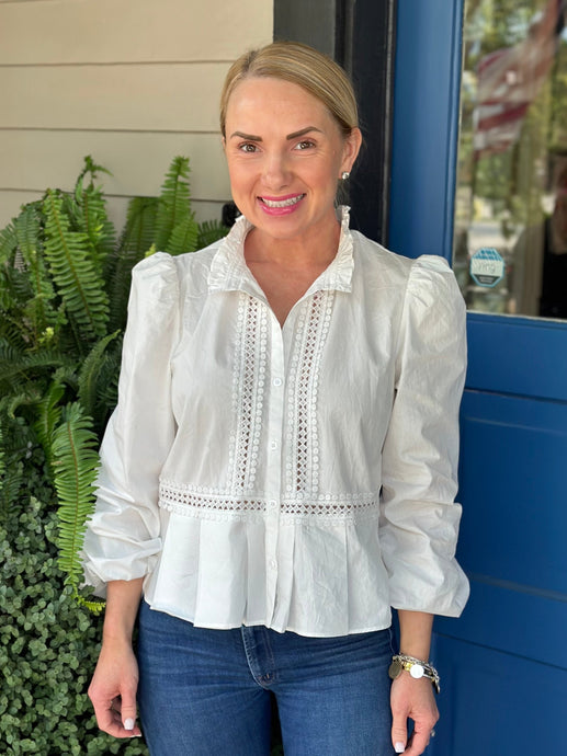 PLEATED & EMBORIDERED BLOUSE