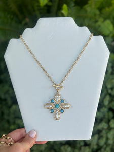PEARL & TURQUOISE PENDANT NECKLACE
