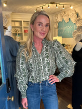 OLIVE FALL PRINTED BLOUSE
