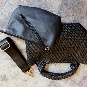 VEGAN LEATHER WOVEN BAG