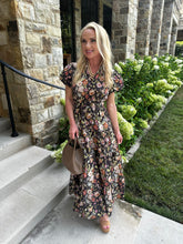 CHOCOLATE FALL FLORAL MIDI DRESS