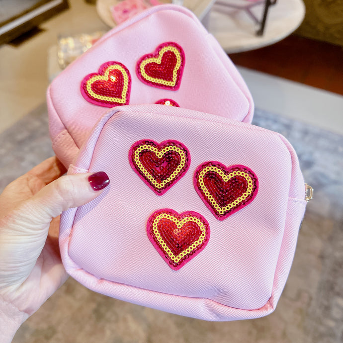 PINK HEARTS ZIP POUCH