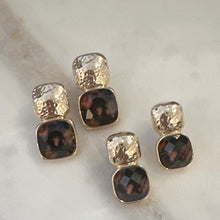 GEMSTONE SQUARE DROP EARRINGS (LARGE)
