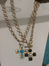 CHUNKY CROSS TURQUOISE TOGGLE CHAIN NECKLACE