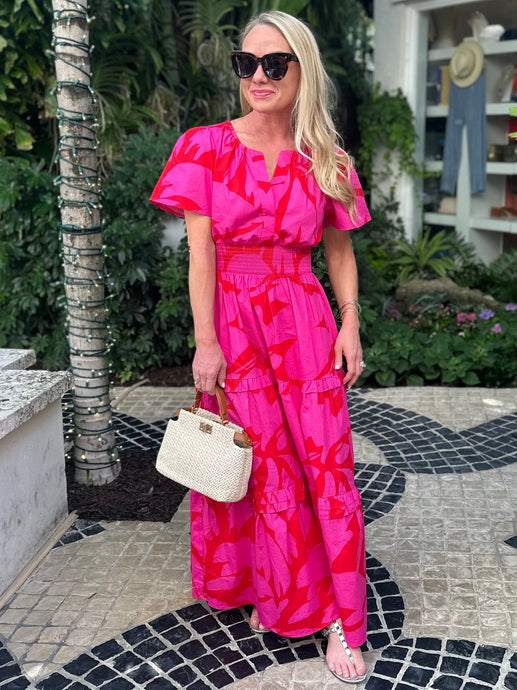 JOLENE FUCHSIA PALMER POPLIN MAXI