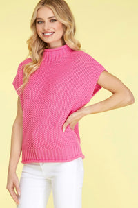 COTTON KNIT MOCK NECK BLOUSE