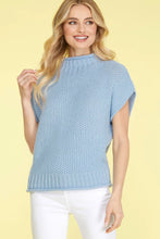 COTTON KNIT MOCK NECK BLOUSE