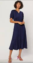 CRINKLE NAVY MIDI DRESS