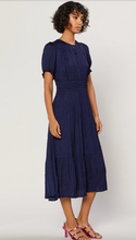 CRINKLE NAVY MIDI DRESS
