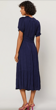 CRINKLE NAVY MIDI DRESS