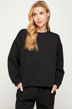 LONG SLEEVE SWEATSHIRT CROP SET - BLACK