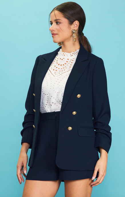 NAVY GOLD BUTTON BLAZER