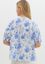 BLUE & WHITE TOILE BLOUSE