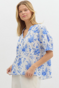 BLUE & WHITE TOILE BLOUSE