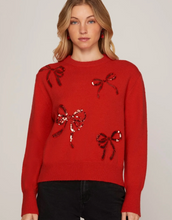 SEQUIN BOW SWEATER