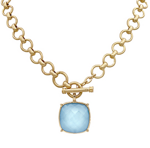 GEMSTONE PENDANT TOGGLE CHAIN NECKLACE