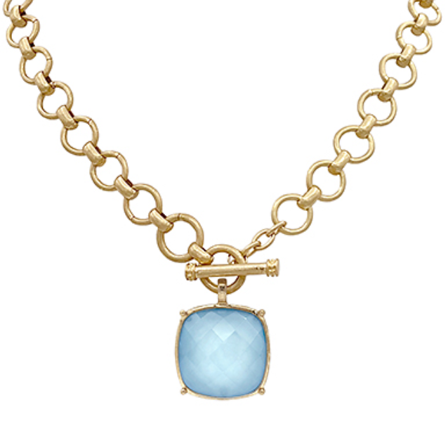 GEMSTONE PENDANT TOGGLE CHAIN NECKLACE
