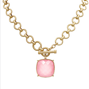 GEMSTONE PENDANT TOGGLE CHAIN NECKLACE